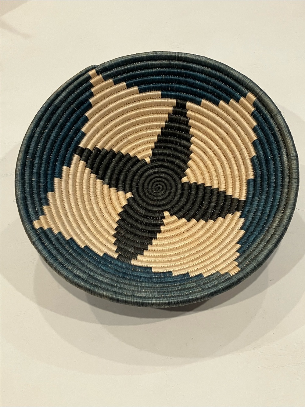 Handwoven Pictorial Wall Basket in Greens & Cream